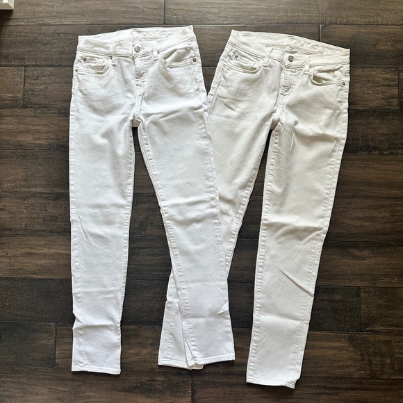 7 For All Mankind Denim - 7 FOR ALL MANKIND 2 Pair White Lowrise Skinny Jeans Sz 26